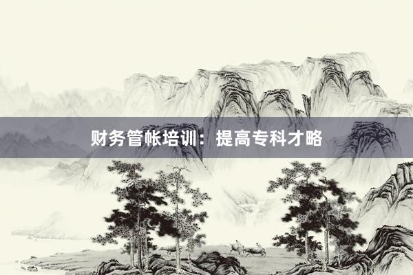 财务管帐培训：提高专科才略
